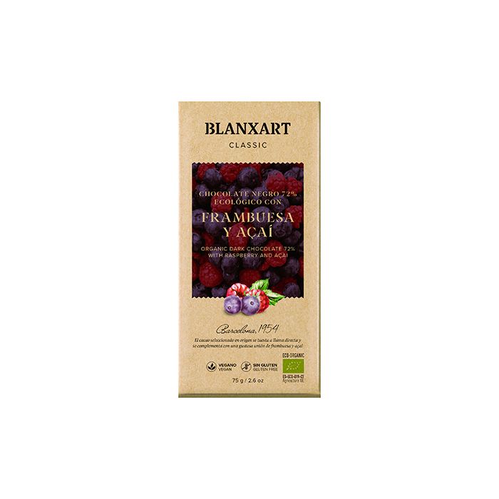 Chocolat 72% framb açaí Blanxart 75g ECO main product photo