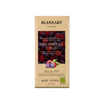 Chocolat 72% framb açaí Blanxart 75g ECO
